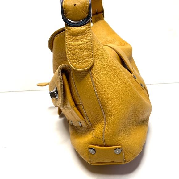 CARLA MANCINI Yellow Leather Shoulder Satchel Bag - Picture 15 of 16
